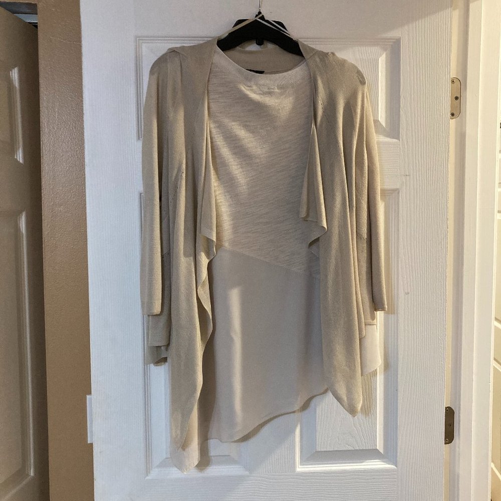 Beige Vera Wang 2 Piece Shell  Rayon Sweater Tunic Shell Size L Sweater Size XL